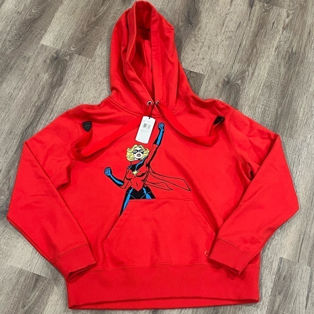 NWT COACH x MARVEL Small Red Warm Thick Carol Danvers Hoodie Cosmic Sweatshirt